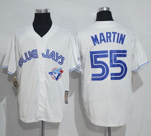 Blue Jays #55 Russell Martin White Cooperstown Throwback Stitched MLB Jersey - Click Image to Close